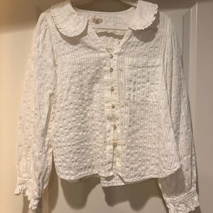 Anthropologie Keira Textured Button-Up Blouse